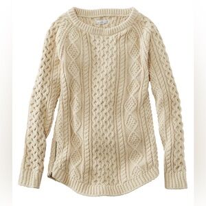 Women's L.L.Bean Signature Cotton Fisherman Tunic Sweater NWT S Beige